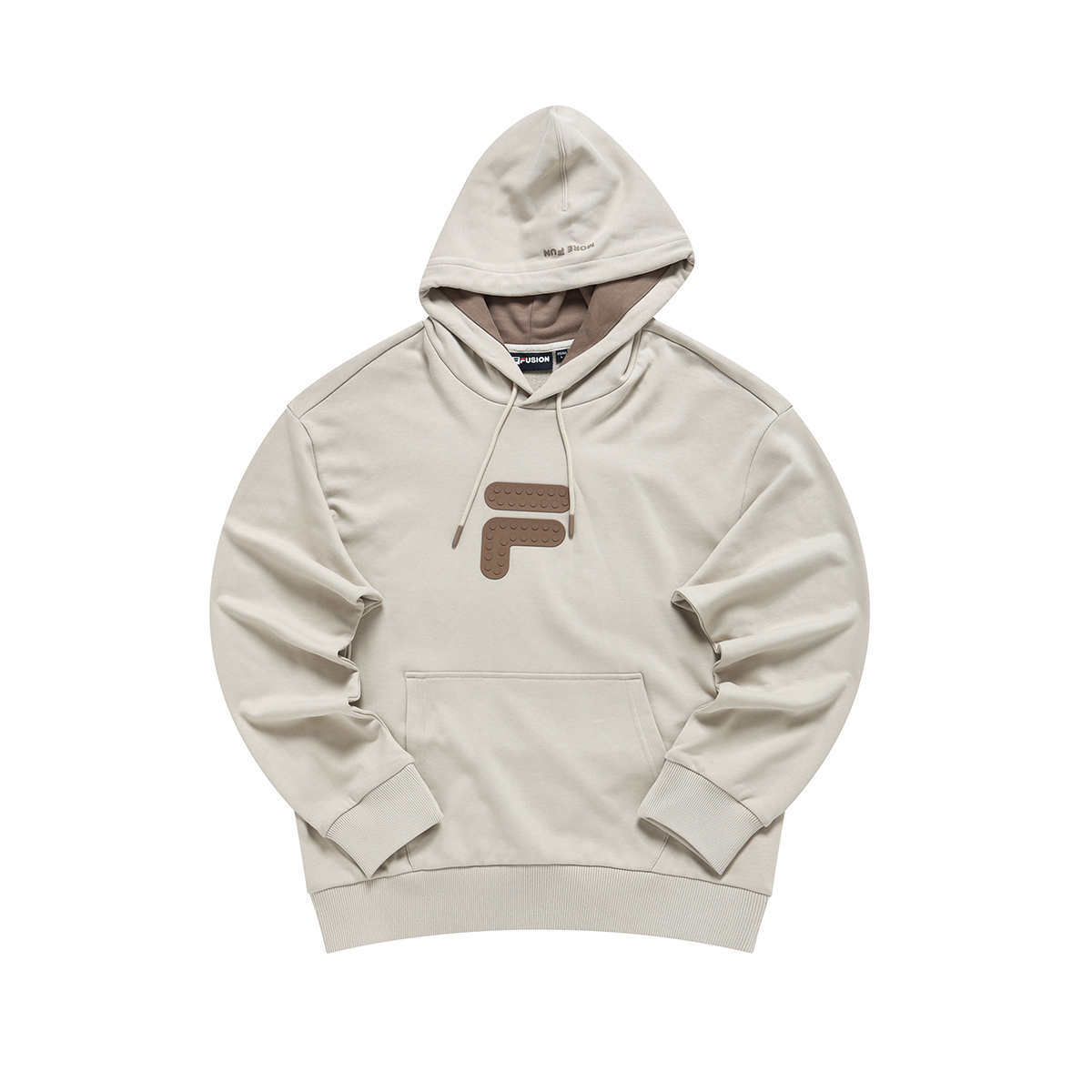 FILA Logo Print Oversized Drawstring Hoodie Beige Unisex T11U313201F-LK