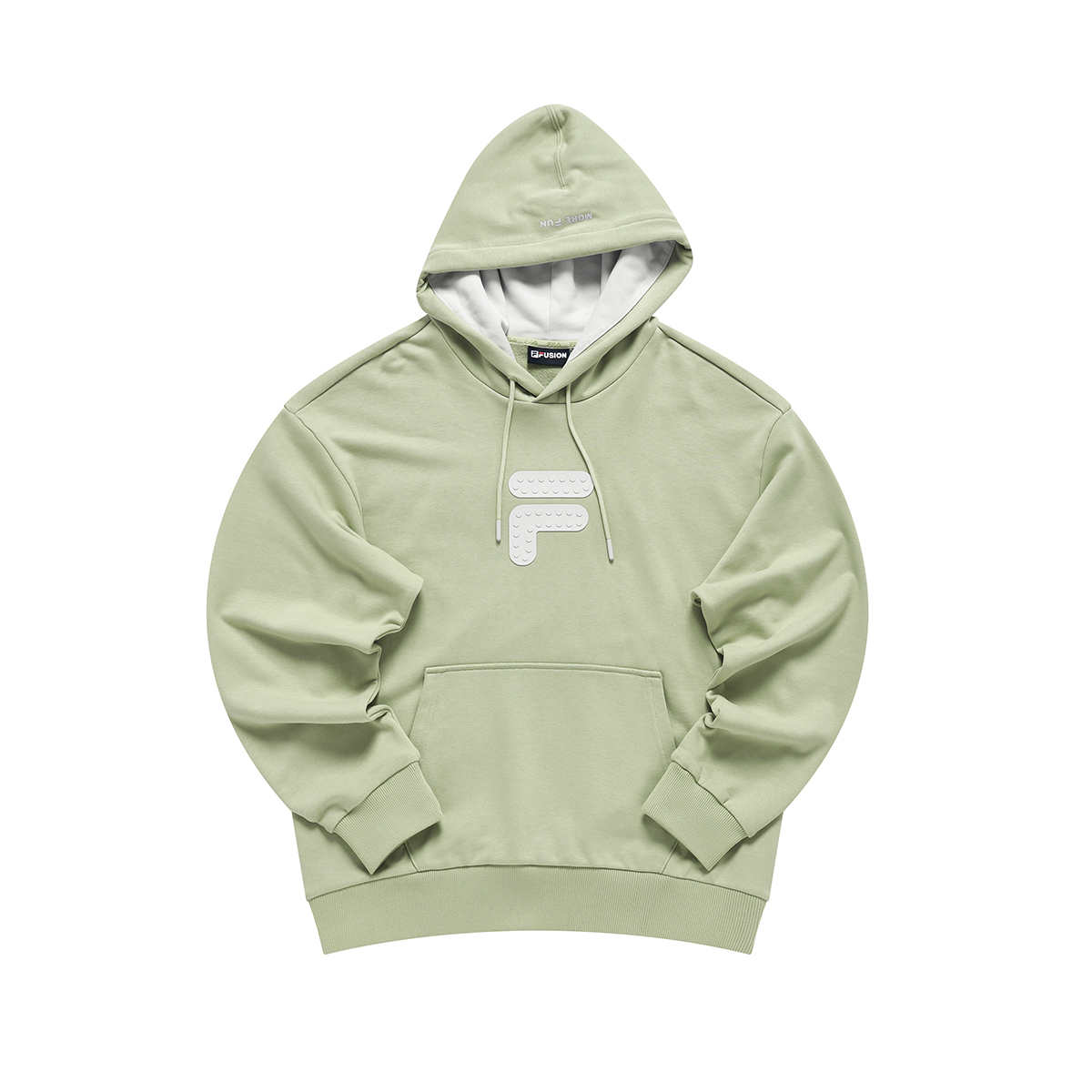 FILA Logo Print Oversized Drawstring Hoodie Unisex Avocado Green T11U313201F-GN