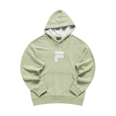 FILA Logo Print Oversized Drawstring Hoodie Unisex Avocado Green T11U313201F-GN
