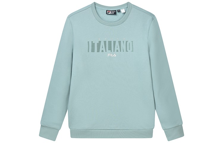 FILA Logo Print Plush Pullover Winter Sweatshirt Men’s Teal Blue F11M147213F-DB