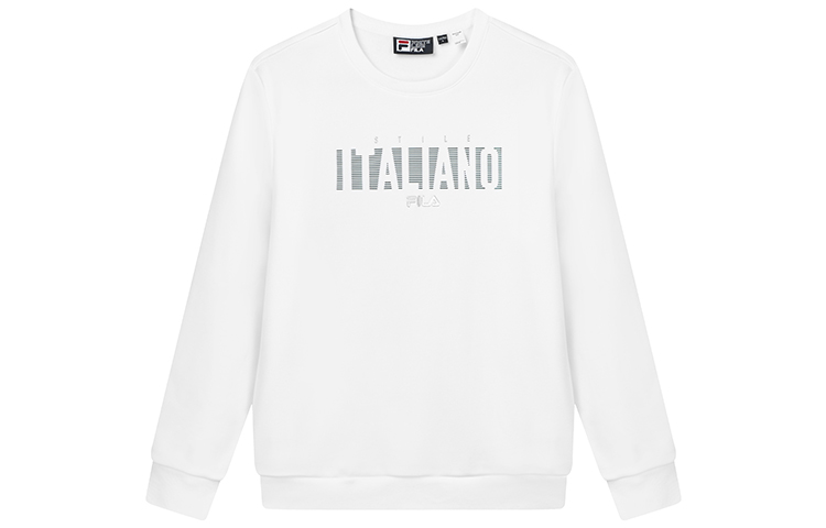 FILA Logo Print Pullover Fleece Sweatshirt Winter Casual - White F11M147213F-WT