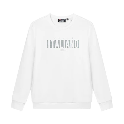 FILA Logo Print Pullover Fleece Sweatshirt Winter Casual - White F11M147213F-WT