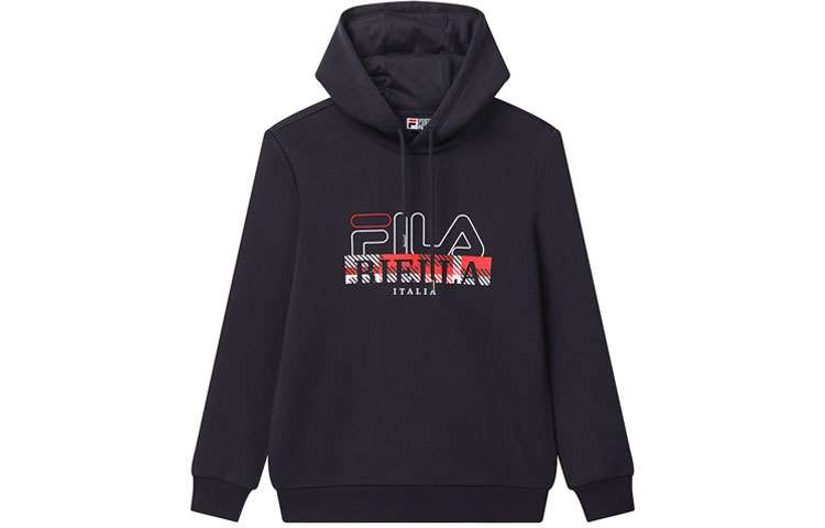 FILA Logo Print Pullover Hoodie in Navy Blue F11M018216FNV