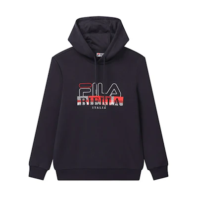 FILA Logo Print Pullover Hoodie in Navy Blue F11M018216FNV