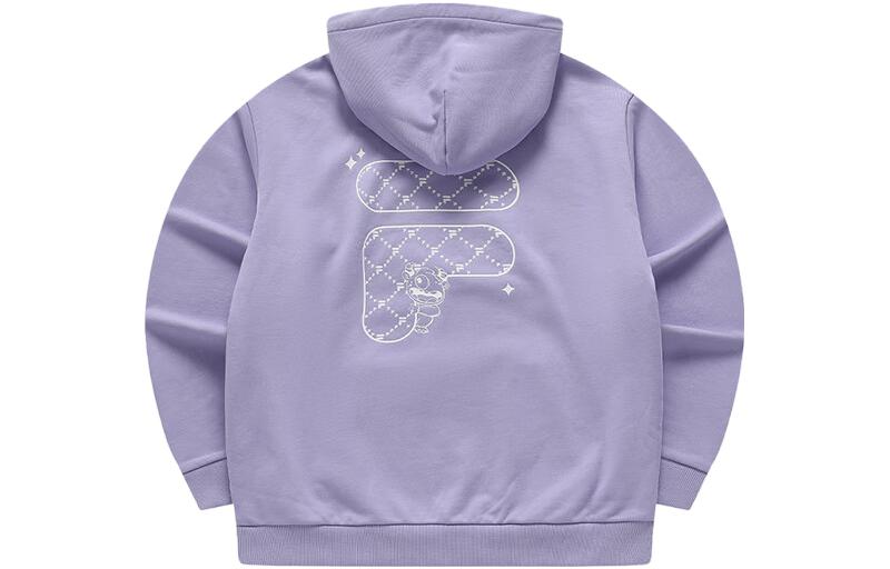 FILA Logo Print Pullover Hoodie Tulip Purple Unisex Streetwear T11U413207F-VT