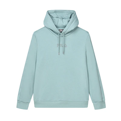 FILA Logo Print Pullover Hoodie Turquoise Blue F11M147208F-DB
