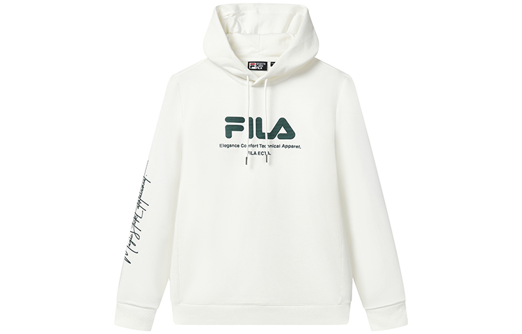 FILA Logo Print Pullover Hoodie White F11M319206F-WT