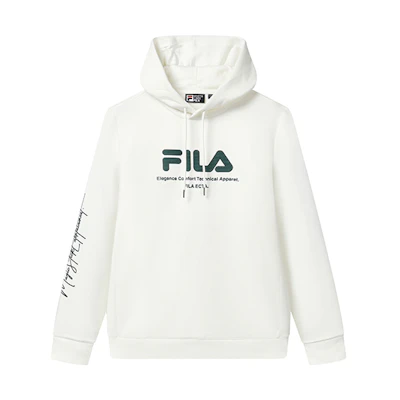 FILA Logo Print Pullover Hoodie White F11M319206F-WT