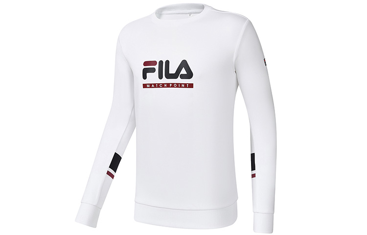 FILA Logo Print Pullover Sweatshirt in Jade White A11M233202F-WT
