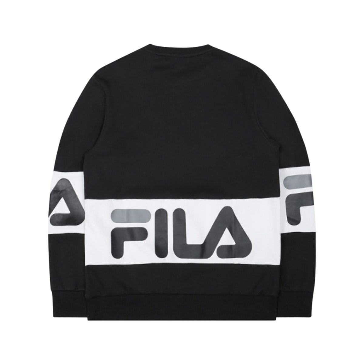 FILA Logo Print Pullover Sweatshirt Unisex Black Korean Style FS2POC1117X-BLK