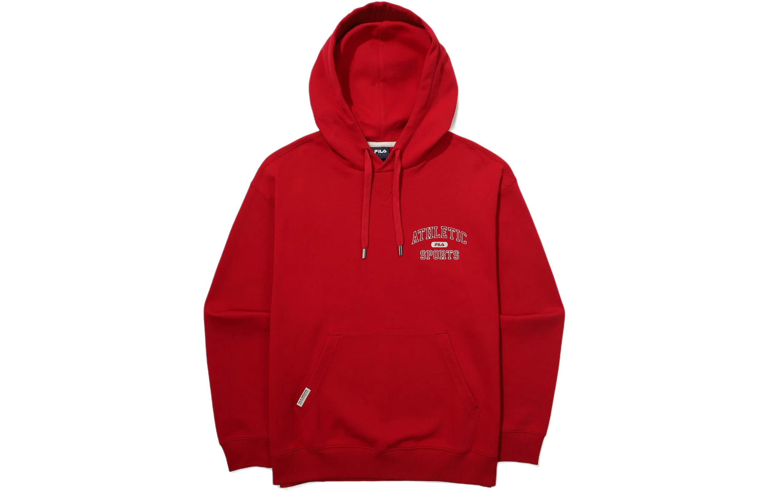 FILA Logo Print Red Pullover Hoodie - Unisex FS2POG1107XRED