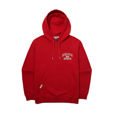 FILA Logo Print Red Pullover Hoodie - Unisex FS2POG1107XRED