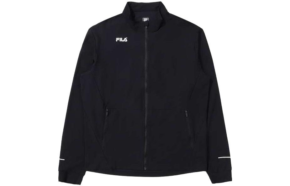 FILA Logo Print Stand Collar Jacket Black Mens Korean Style FS2FTE2201M-BLK