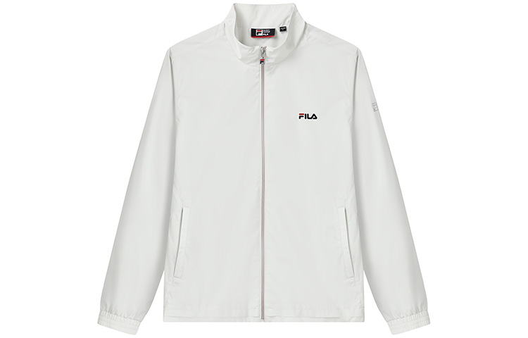 FILA Logo Print Stand Collar Woven Jacket - Cream White F11M231706F-IV