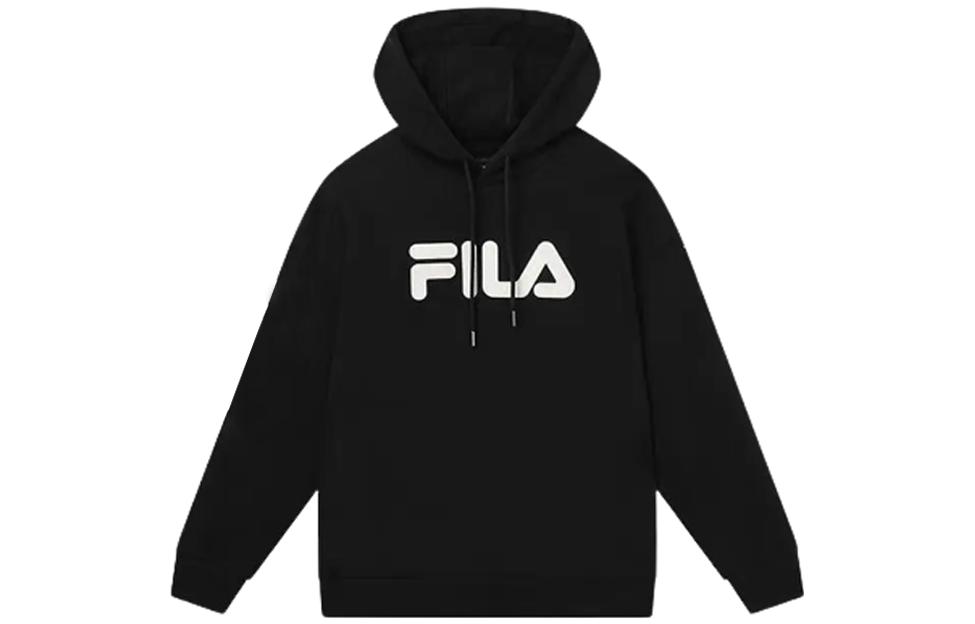 FILA Logo Print Unisex Black Hoodie Long-Sleeve Casual Pullover F51U338297R-BK