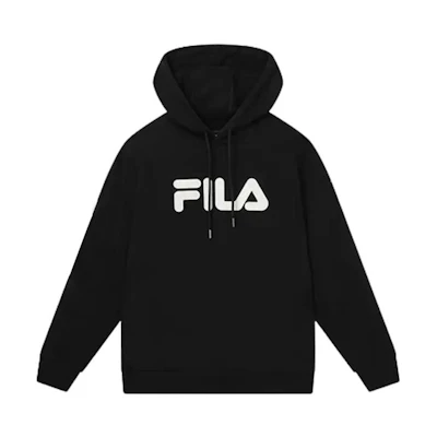 FILA Logo Print Unisex Black Hoodie Long-Sleeve Casual Pullover F51U338297R-BK