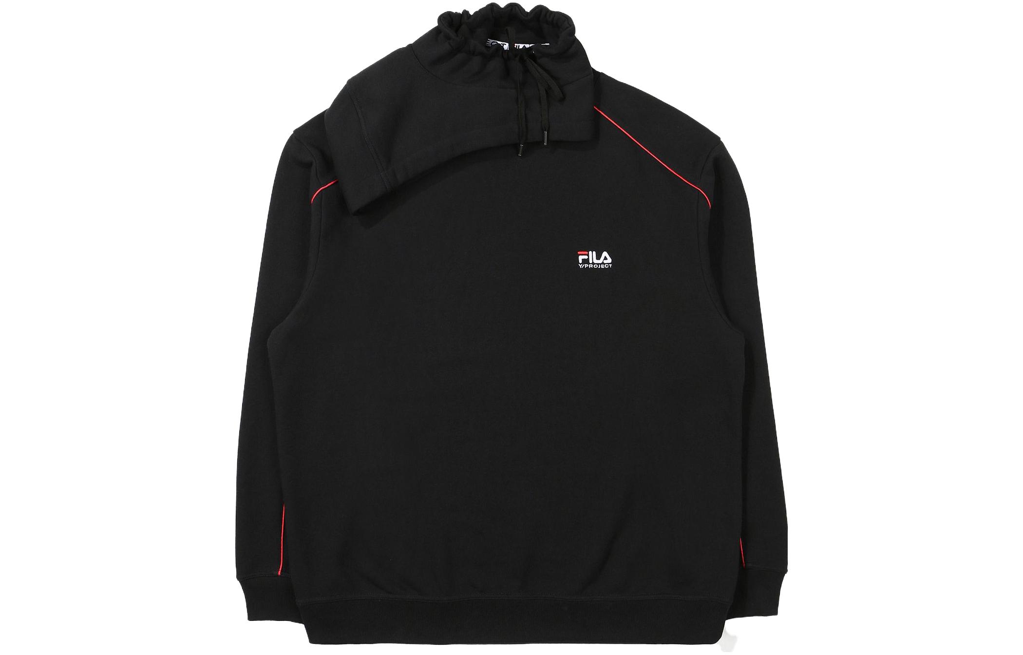 FILA Logo Print Unisex Pullover Hoodie Black Long Sleeve FS2POE1Y03XBLK