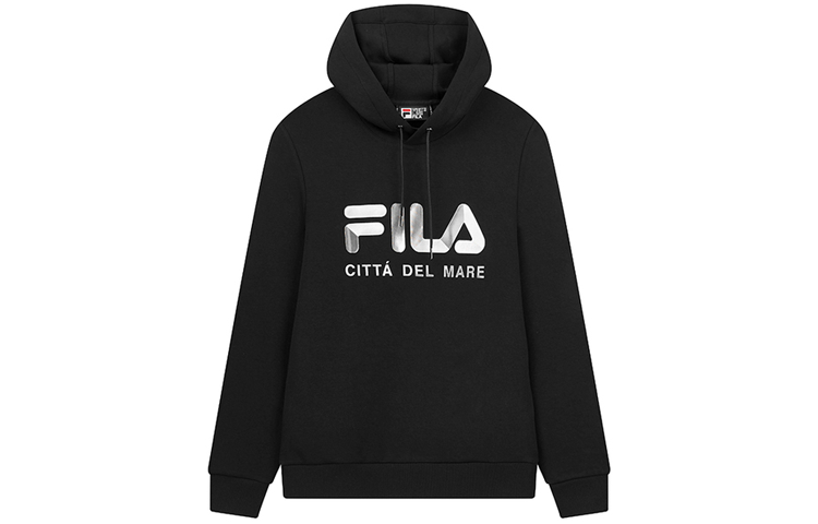 FILA Logo Print Vintage Sporty Pullover Hoodie Black F11M018219FBK