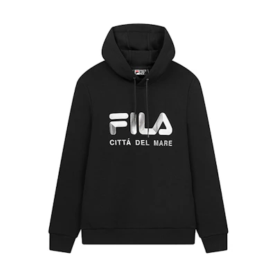 FILA Logo Print Vintage Sporty Pullover Hoodie Black F11M018219FBK