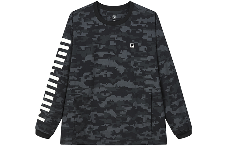 FILA Logo Printed Casual Pullover Sweatshirt - Deep Black A11M031224GPT