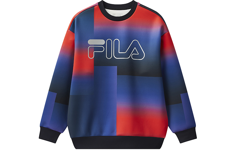 FILA Logo Printed Colorblock Crewneck Pullover Sweatshirt Full Print - F11M048224F-NV