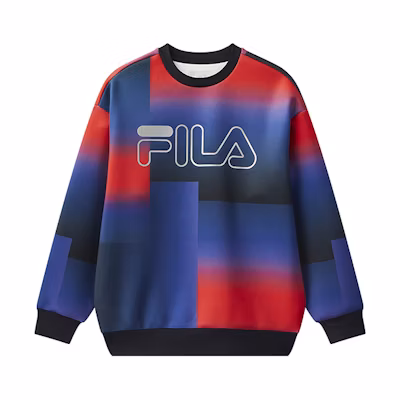 FILA Logo Printed Colorblock Crewneck Pullover Sweatshirt Full Print - F11M048224F-NV
