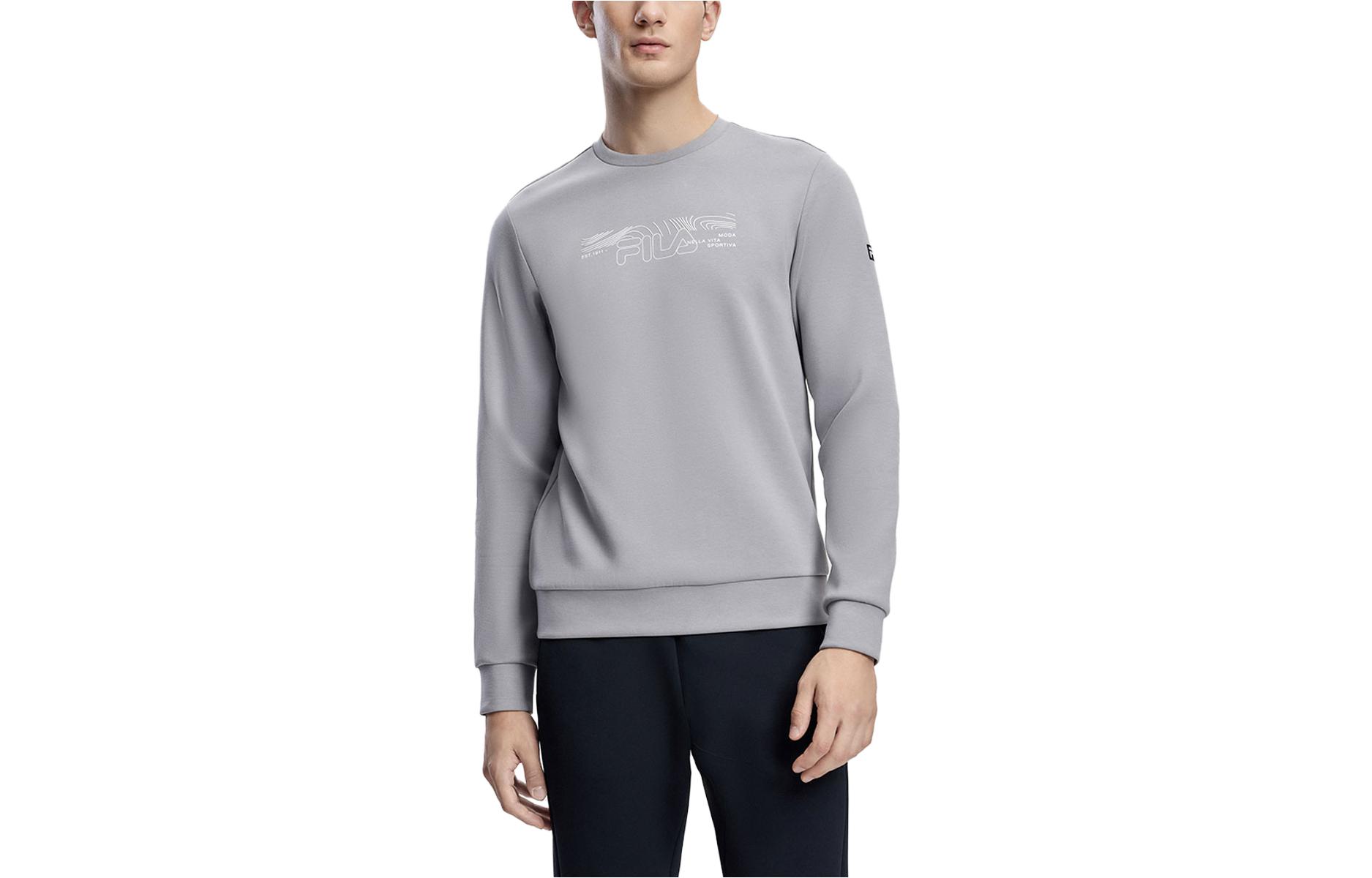 FILA Logo Printed Crewneck Pullover Gym Sweatshirt A11M341206F-GY