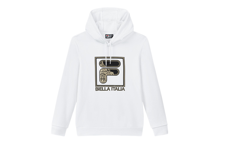 FILA Logo Printed Drawstring Hoodie for Men - White F11M018206FWT