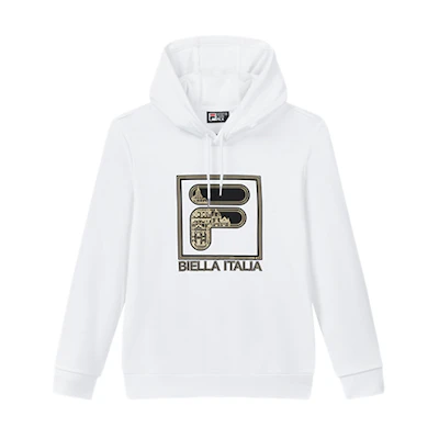 FILA Logo Printed Drawstring Hoodie for Men - White F11M018206FWT
