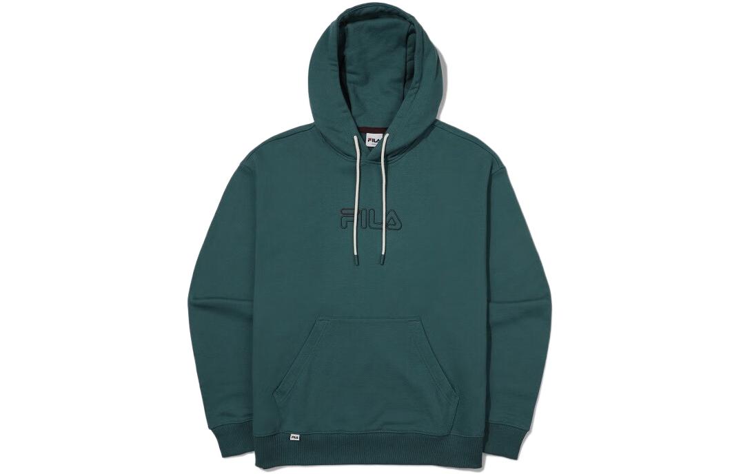FILA Logo Printed Drawstring Hoodie Unisex Deep Green FS2POE3109X-DGN