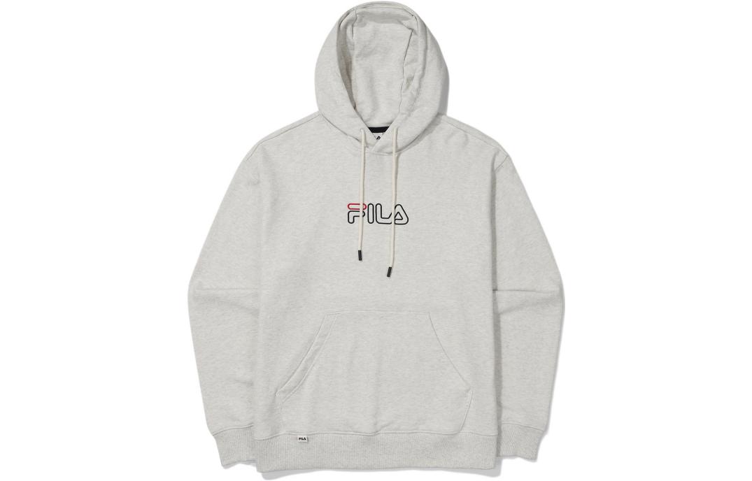 FILA Logo Printed Drawstring Hoodie Unisex Light Gray FS2POE3109X-SGE