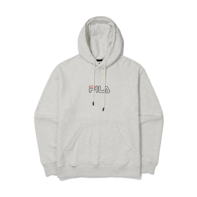 FILA Logo Printed Drawstring Hoodie Unisex Light Gray FS2POE3109X-SGE