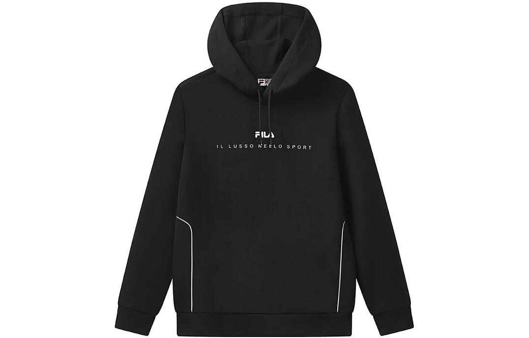 FILA Logo Printed Hoodie Black Long Sleeve Pullover F11M112216F-BK