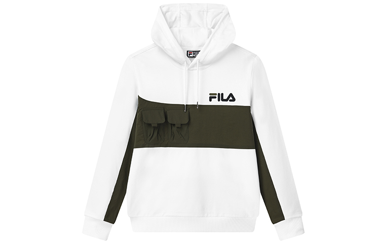 FILA Logo Printed Hoodie with Chest Pocket Standard White F11M138202F-WT