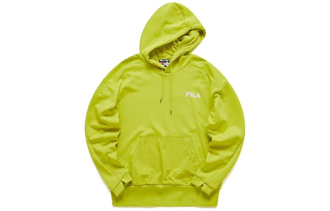 FILA Logo Printed Hoodie with Kangaroo Pocket Unisex - Green T11U116204F-YE