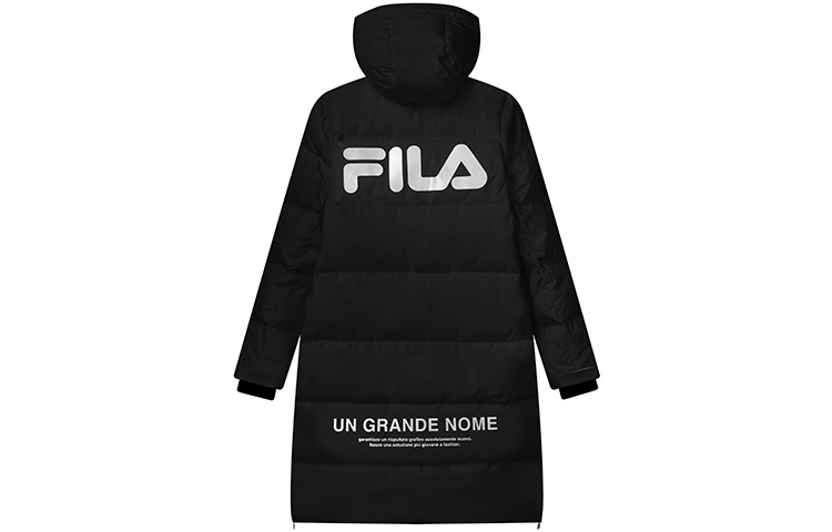 Order FILA Logo Printed Long Down Jacket Black Winter Coat. F11M149910F-BK