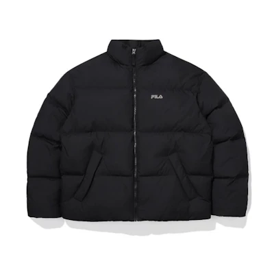 FILA Logo Printed Long Sleeve Puffer Jacket Unisex Black. FE2DJE6105X-BLK