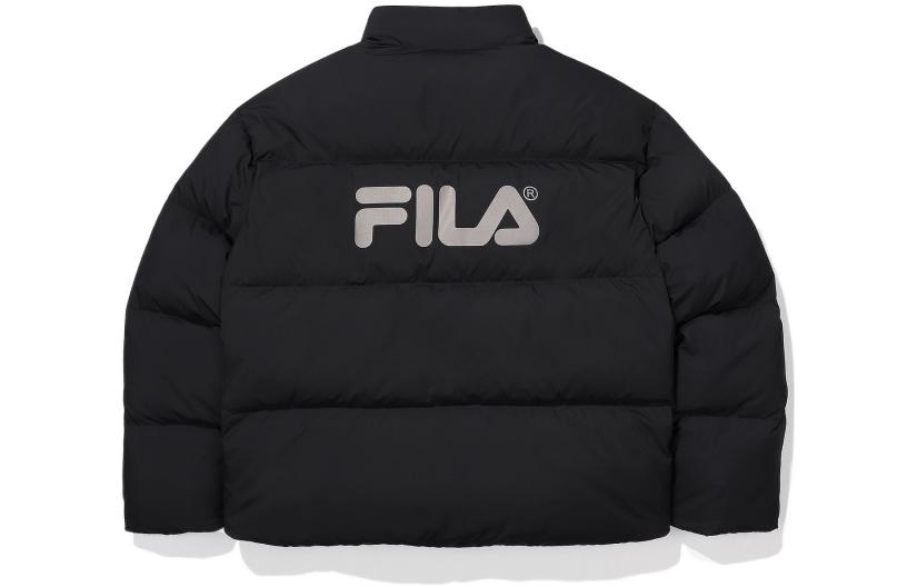 Lookbook FILA Jaket Puffer Lengan Panjang Logo Cetak Unisex Hitam. FE2DJE6105X-BLK