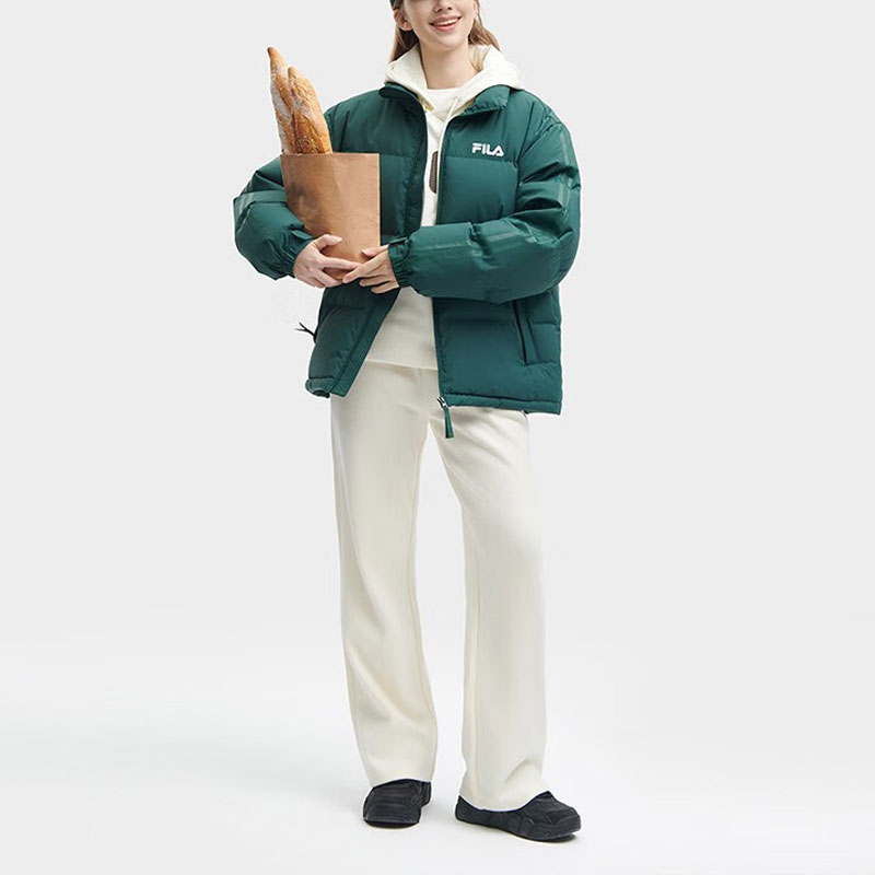 FILA Logo Printed Oversized Puffer Jacket Unisex - Showpeak Green. F51U349901F-GN 圖 7