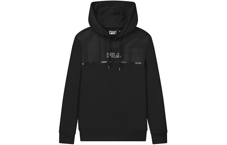 FILA Logo Printed Pullover Hoodie Black Casual Sportswear Hoodie F11M132255S-BK