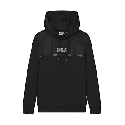FILA Logo Printed Pullover Hoodie Black Casual Sportswear Hoodie F11M132255S-BK