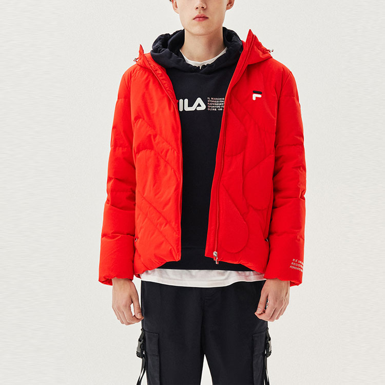 FILA Logo Printed Red Puffer Jacket Unisex Couple Style Winter Wear F11M048925F-RD 圖 5