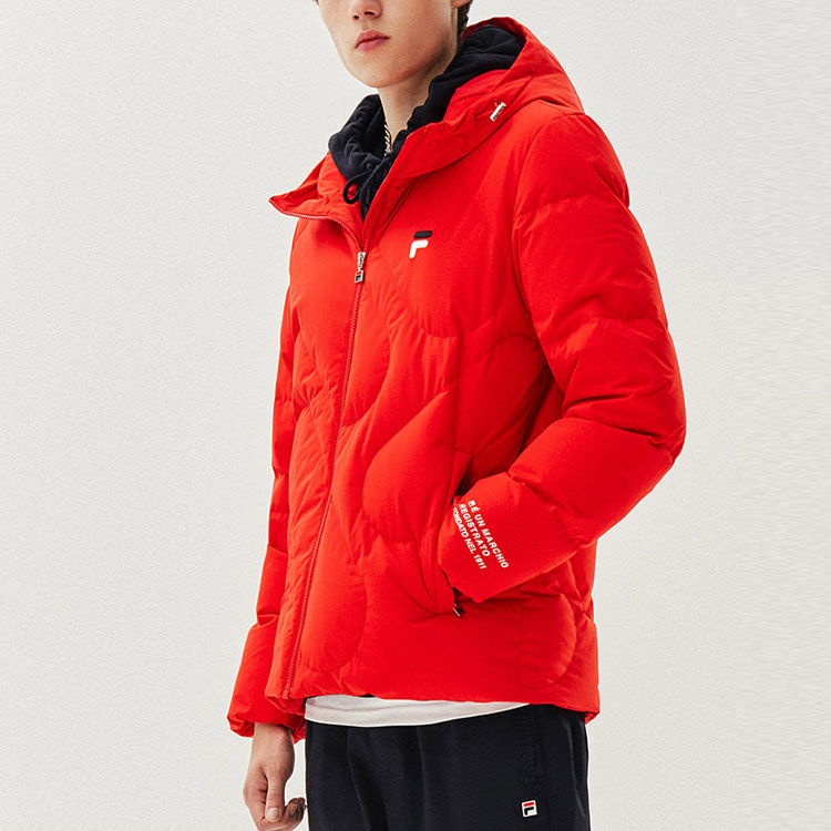 FILA Logo Printed Red Puffer Jacket Unisex Couple Style Winter Wear F11M048925F-RD 圖 7