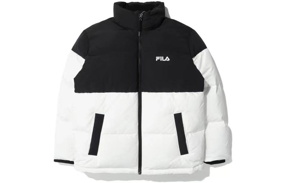 Buy FILA Logo Printed Thick Padded Long-Sleeve Down Jacket Unisex Black White FS2DJD4104X-BLK