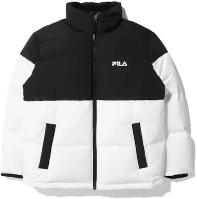 FILA Logo Printed Thick Padded Long-Sleeve Down Jacket Unisex Black White FS2DJD4104X-BLK Order FILA Logo Printed Thick Padded Long-Sleeve Down Jacket Unisex Black White FS2DJD4104X-BLK