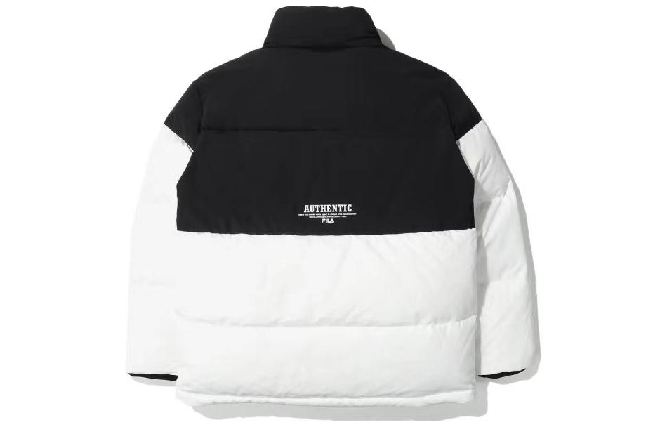 Lookbook FILA Logo Printed Thick Padded Long-Sleeve Down Jacket Unisex Black White FS2DJD4104X-BLK