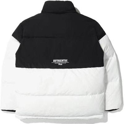 FILA Logo Printed Thick Padded Long-Sleeve Down Jacket Unisex Black White FS2DJD4104X-BLK Lookbook FILA Logo Printed Thick Padded Long-Sleeve Down Jacket Unisex Black White FS2DJD4104X-BLK