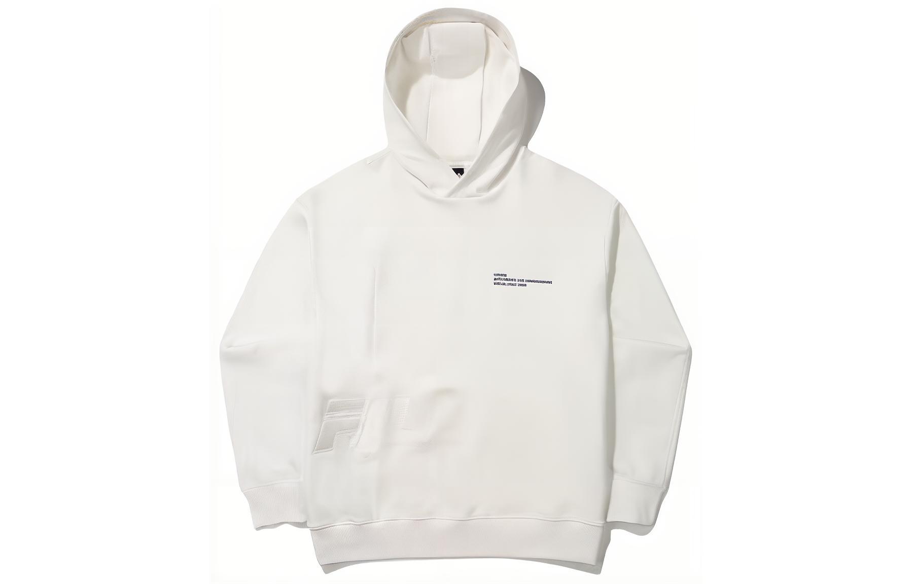 FILA Logo Printed White Hoodie Unisex Long Sleeve Sweatshirt FS2POG1G02X-OWH