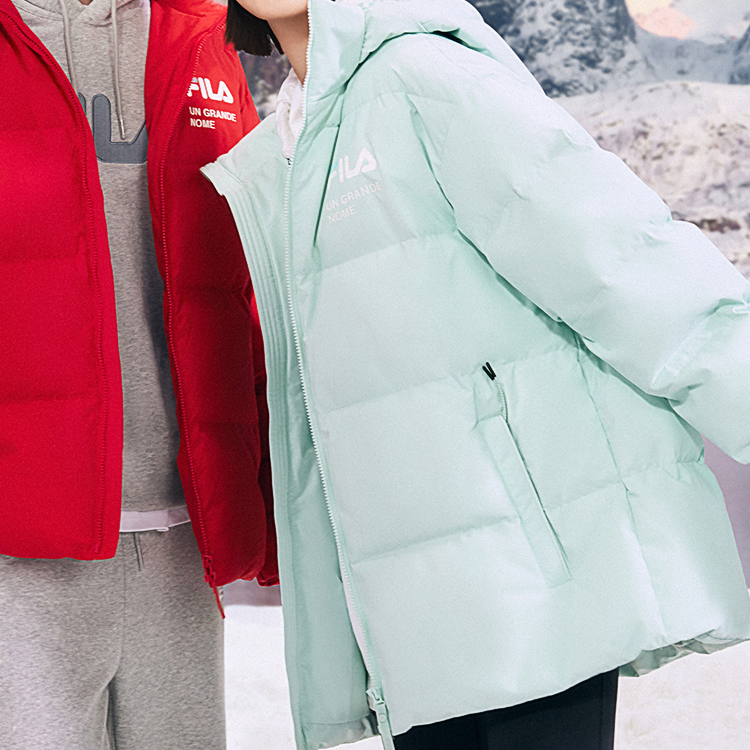 FILA Logo Puffer Down Jacket Unisex Nile Green Warm Hooded Thick Coat. F51U349902A-LG 圖 5