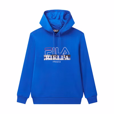 FILA Logo Pullover Hoodie Deep Blue Colorblock Design F11M018216FDB